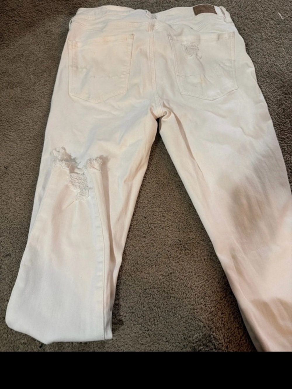 American Eagle Outfitters White Skinny Distressed Jeans